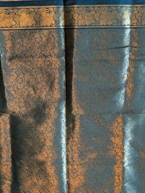 Brocade/Jacquard Fabric Green & Gold Floral Pattern